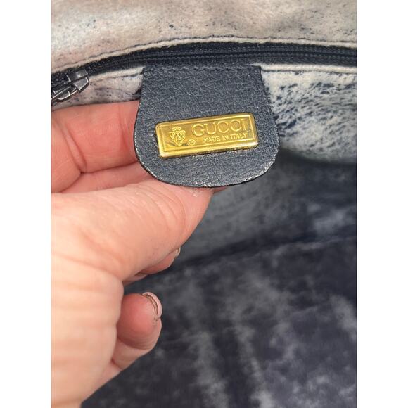 Gucci‎ Designer 80’s Vintage Monogram GG Navy Boston Top Handle Handbag Satchel - Picture 12 of 14